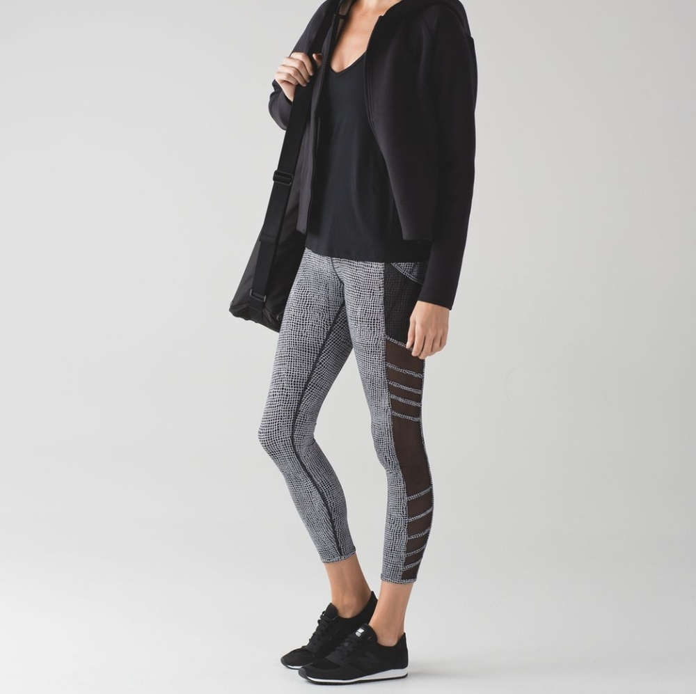 EUC 💎 Lululemon Wild And Free TightFall Net White Black/Black Size 4 - Picture 2 of 9